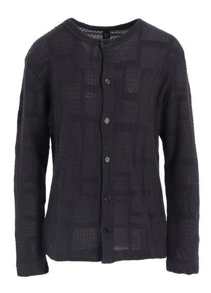 GEOMETRIC SHEER JQ ROUND NECK LONG CARDIGAN