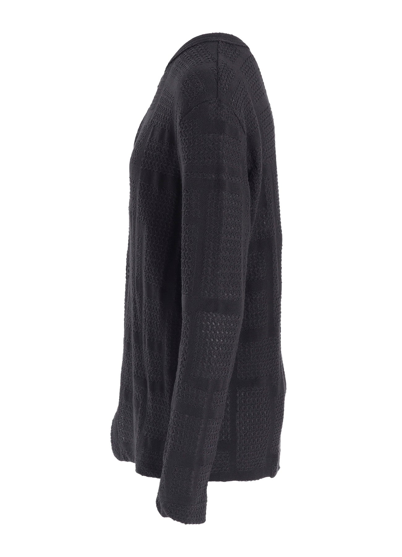 GEOMETRIC SHEER JQ ROUND NECK LONG CARDIGAN