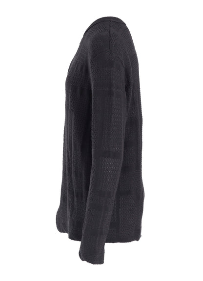 GEOMETRIC SHEER JQ ROUND NECK LONG CARDIGAN