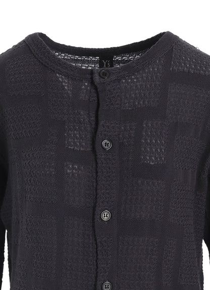 GEOMETRIC SHEER JQ ROUND NECK LONG CARDIGAN