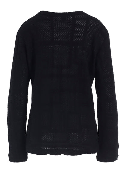 GEOMETRIC SHEER JQ ROUND NECK LONG CARDIGAN