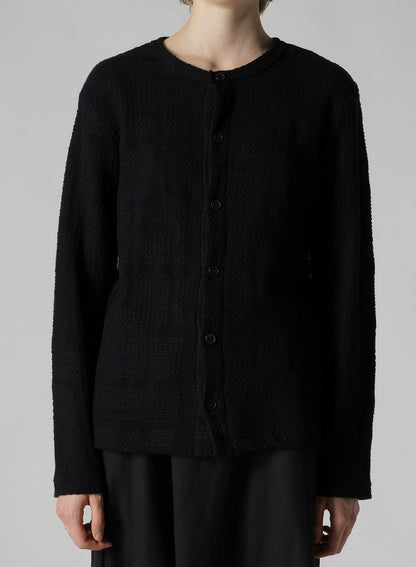 GEOMETRIC SHEER JQ ROUND NECK LONG CARDIGAN