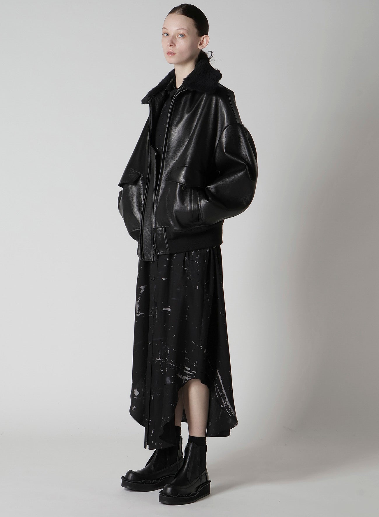 COW LEATER BLOUSON