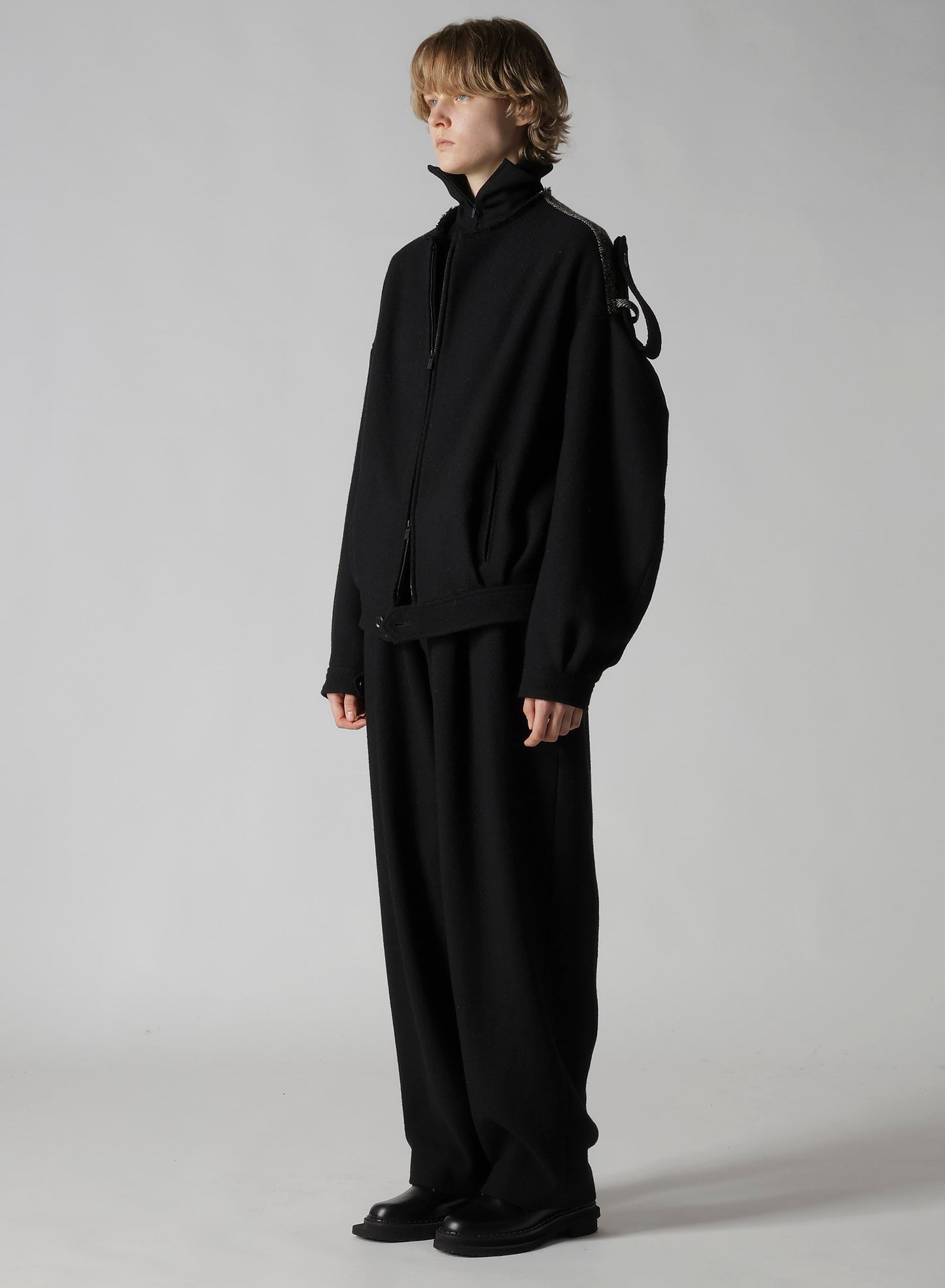 BIG HERRINGBONE COLLAR LESS BLOUSON