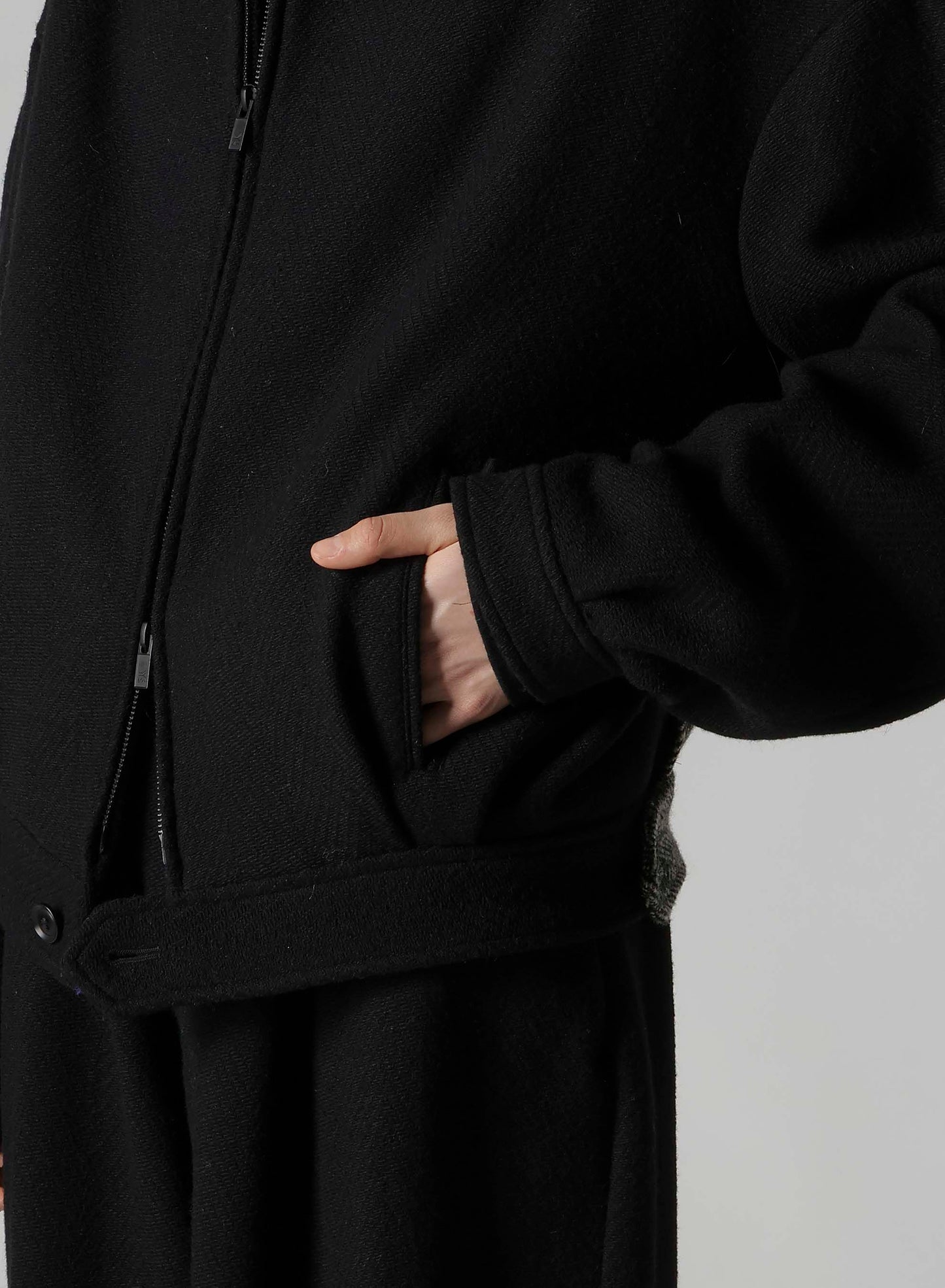 BIG HERRINGBONE COLLAR LESS BLOUSON