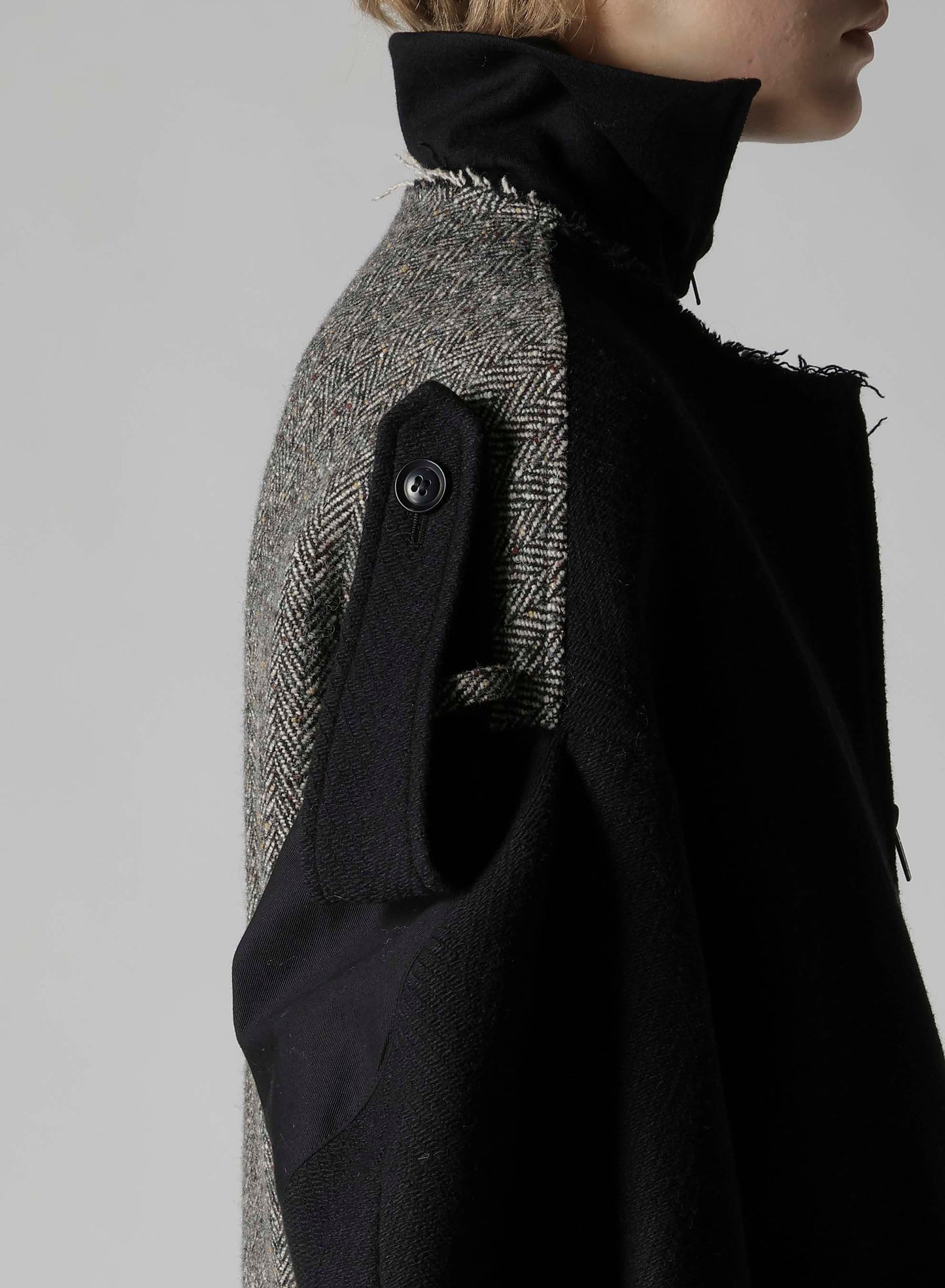 BIG HERRINGBONE COLLAR LESS BLOUSON