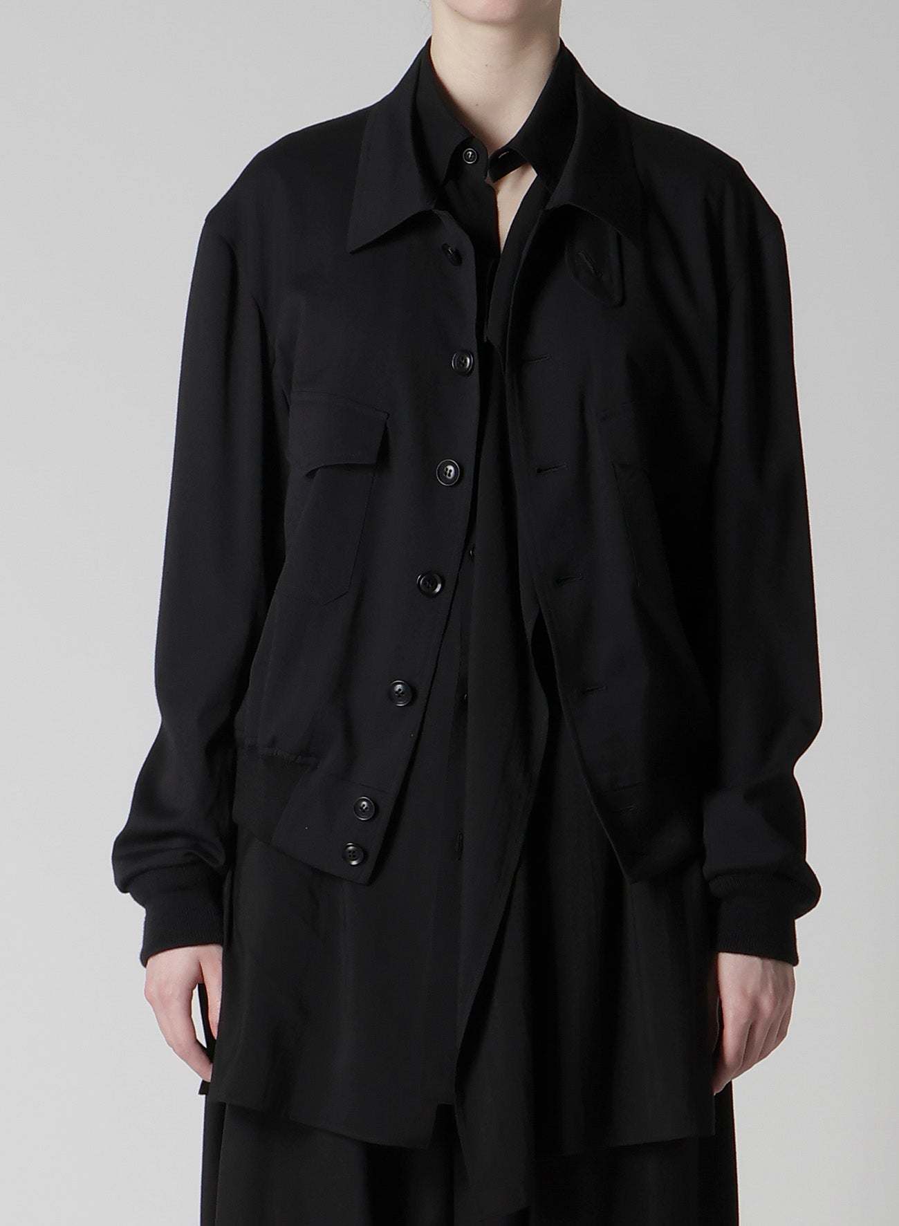 WOOL BREND TWILL SHIRT COLLAR BLOUSON