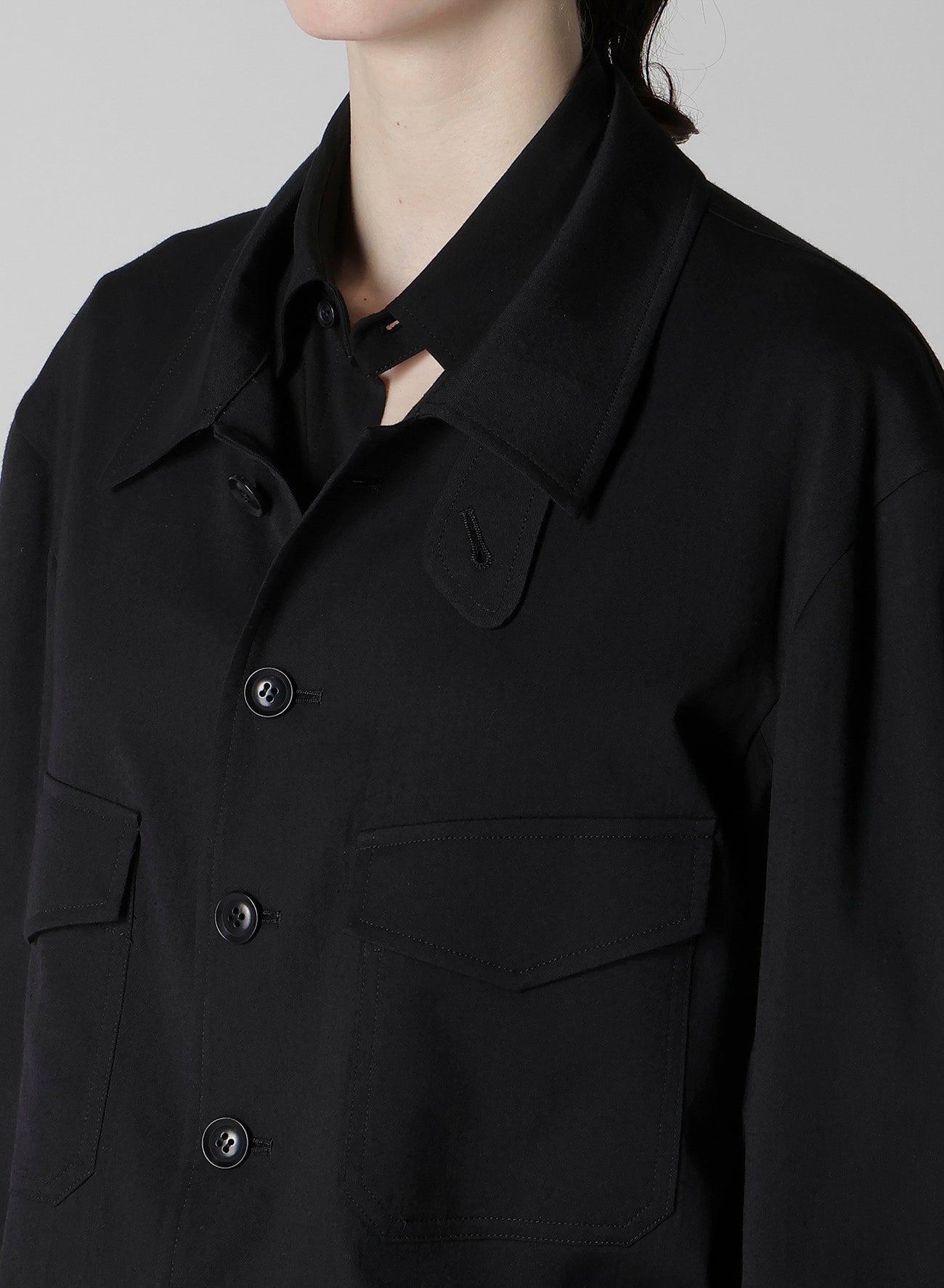 WOOL BREND TWILL SHIRT COLLAR BLOUSON