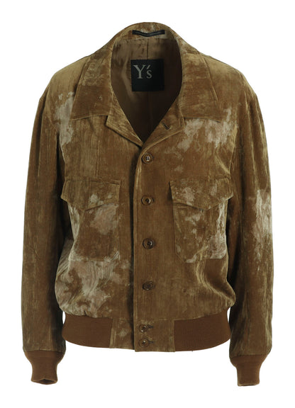 DISCHARGE-PRINTED VELVET SHIRT-COLLAR BLOUSON