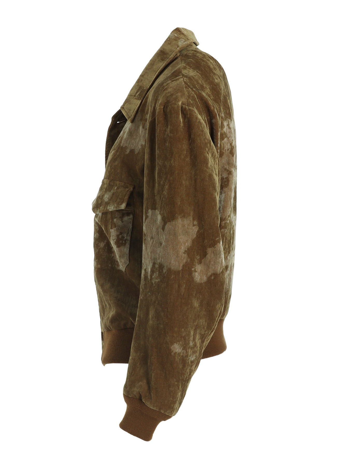 DISCHARGE-PRINTED VELVET SHIRT-COLLAR BLOUSON