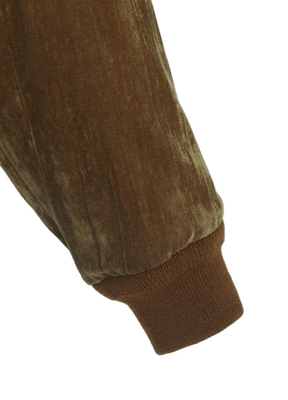 DISCHARGE-PRINTED VELVET SHIRT-COLLAR BLOUSON