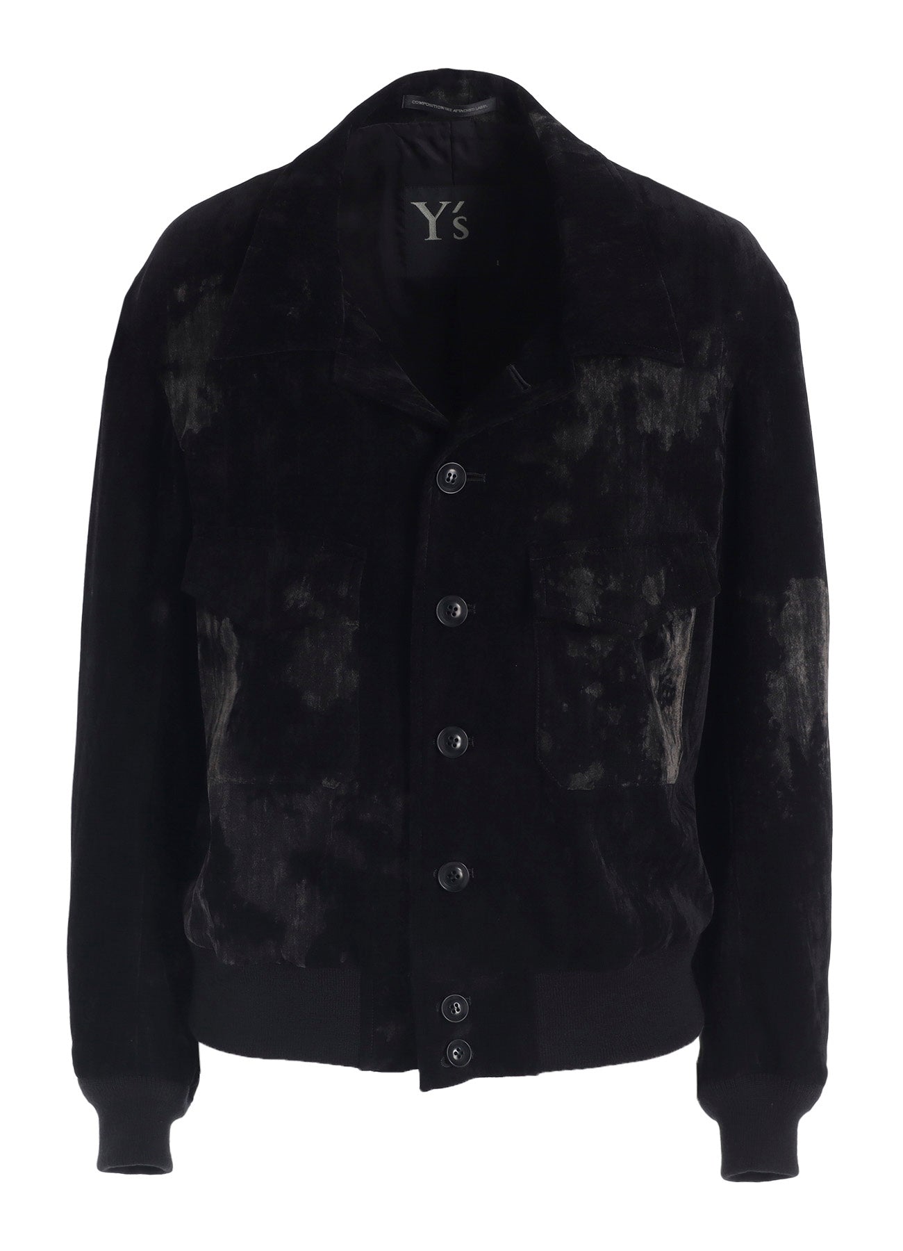 DISCHARGE-PRINTED VELVET SHIRT-COLLAR BLOUSON