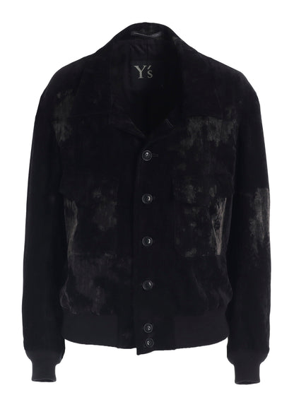 DISCHARGE-PRINTED VELVET SHIRT-COLLAR BLOUSON