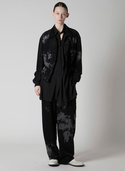 DISCHARGE-PRINTED VELVET SHIRT-COLLAR BLOUSON
