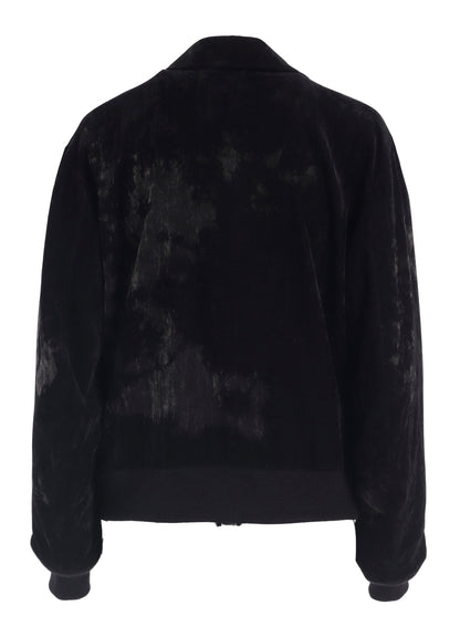 DISCHARGE-PRINTED VELVET SHIRT-COLLAR BLOUSON