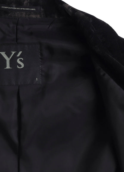 DISCHARGE-PRINTED VELVET SHIRT-COLLAR BLOUSON