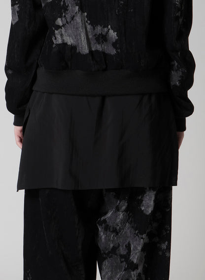 DISCHARGE-PRINTED VELVET SHIRT-COLLAR BLOUSON