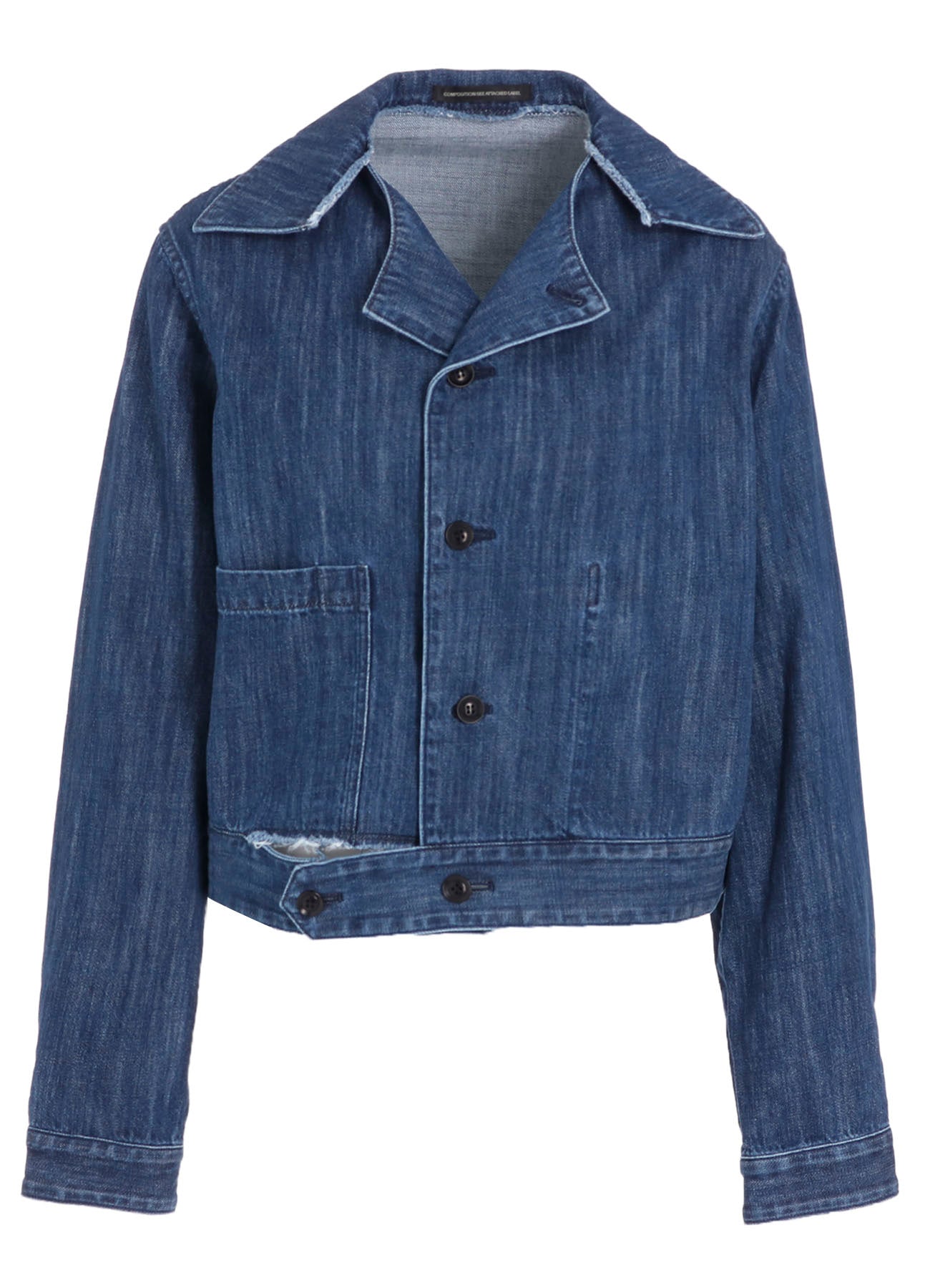 8OZ DENIM SLIT COLLAR SHORT BLOUSE