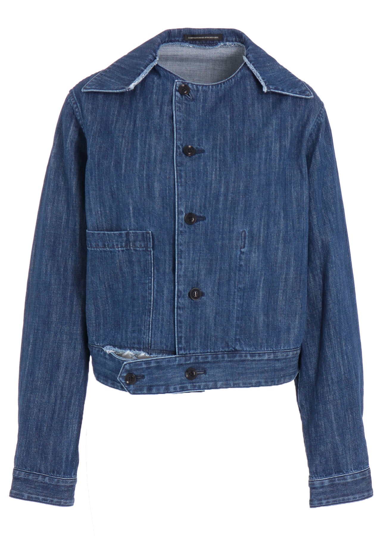 8OZ DENIM SLIT COLLAR SHORT BLOUSE