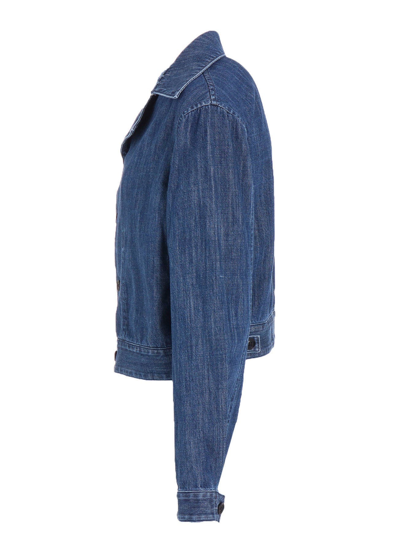 8OZ DENIM SLIT COLLAR SHORT BLOUSE