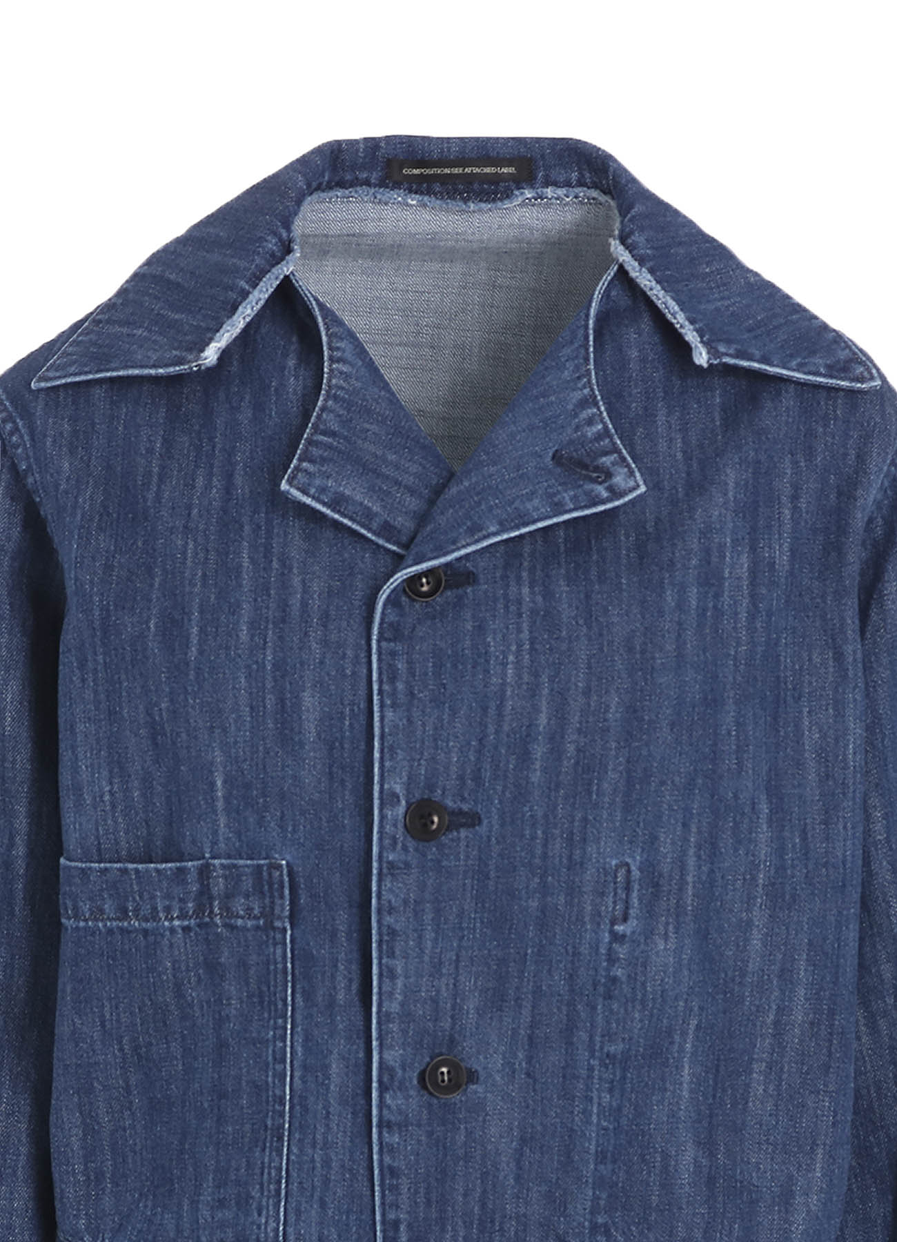 8OZ DENIM SLIT COLLAR SHORT BLOUSE