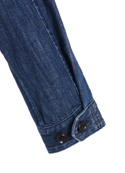 8OZ DENIM SLIT COLLAR SHORT BLOUSE