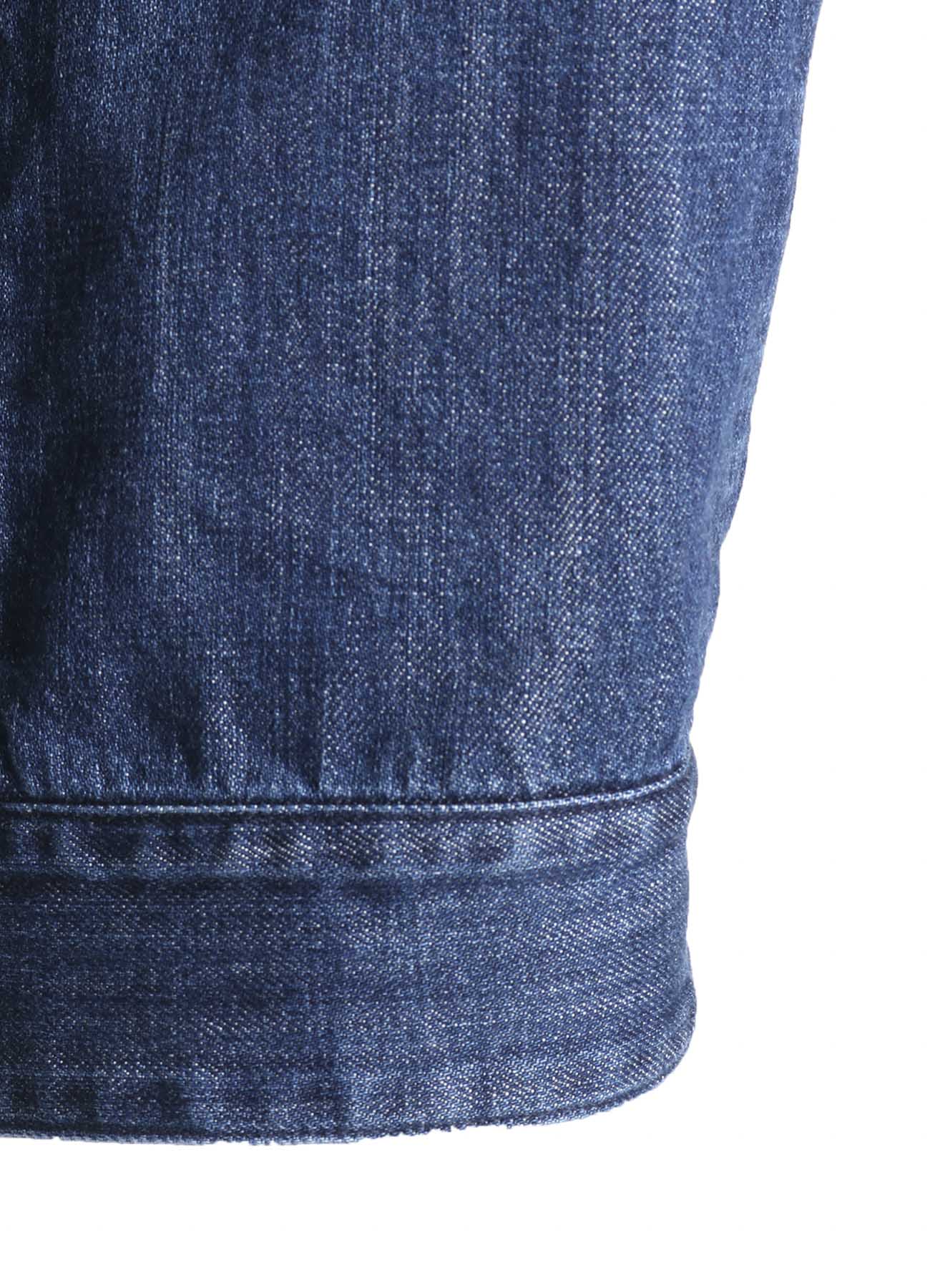 8OZ DENIM SLIT COLLAR SHORT BLOUSE