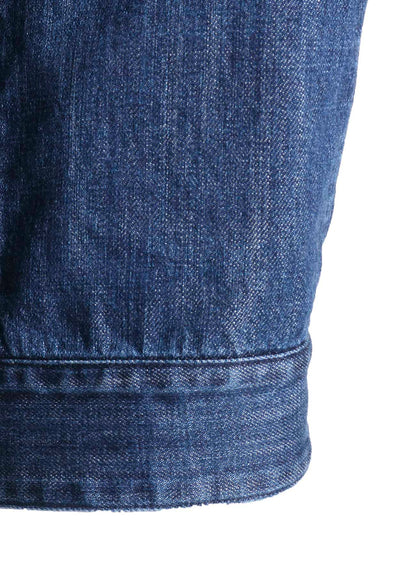8OZ DENIM SLIT COLLAR SHORT BLOUSE