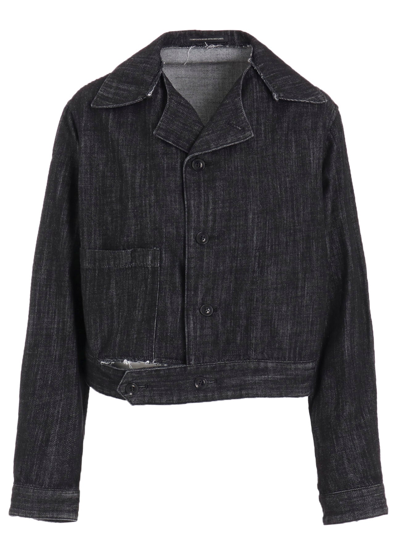 8OZ DENIM SLIT COLLAR SHORT BLOUSE