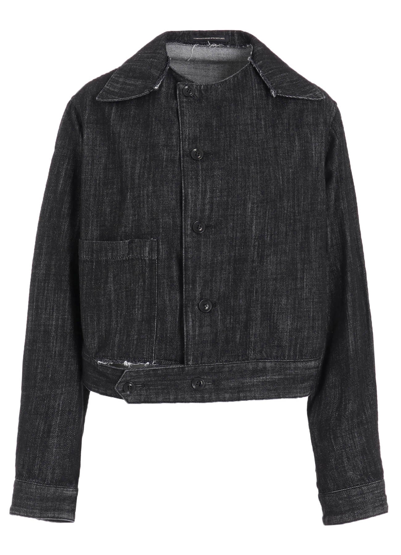 8OZ DENIM SLIT COLLAR SHORT BLOUSE