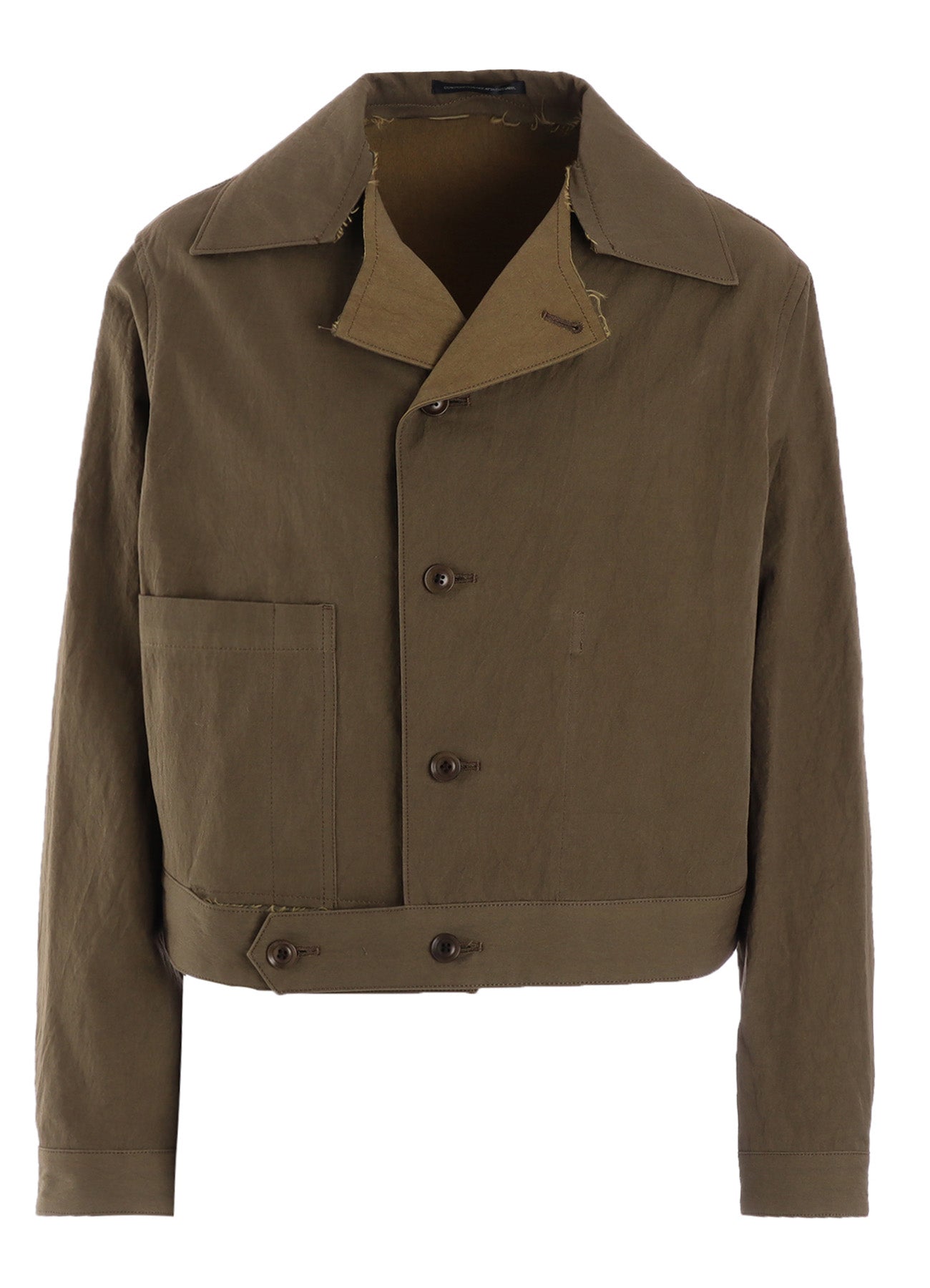 COTTON NYLON GABARDINE SLIT COLLART SHORT JACKET