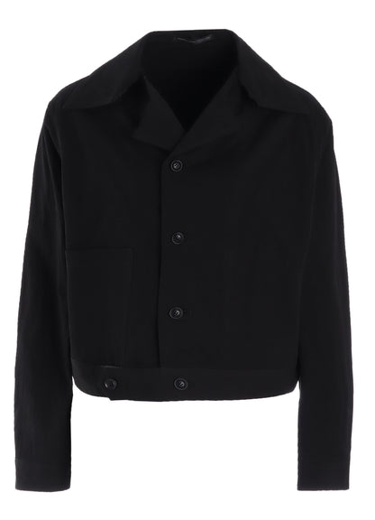 COTTON NYLON GABARDINE SLIT COLLART SHORT JACKET