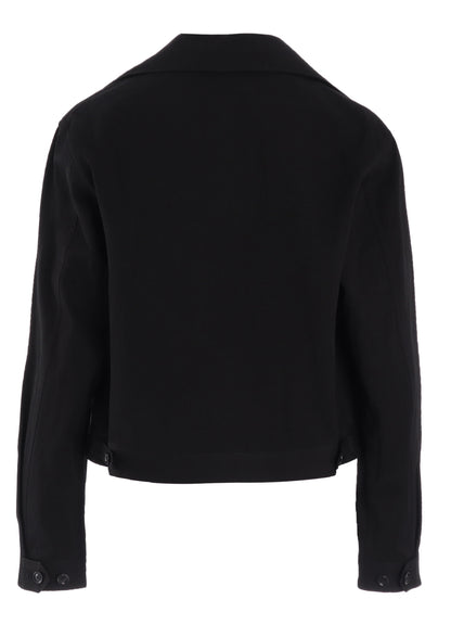 COTTON NYLON GABARDINE SLIT COLLART SHORT JACKET