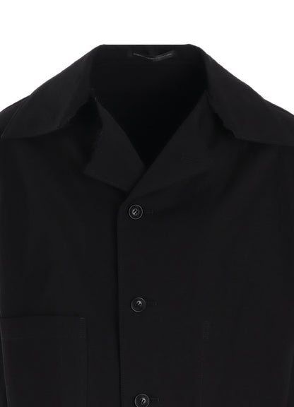 COTTON NYLON GABARDINE SLIT COLLART SHORT JACKET