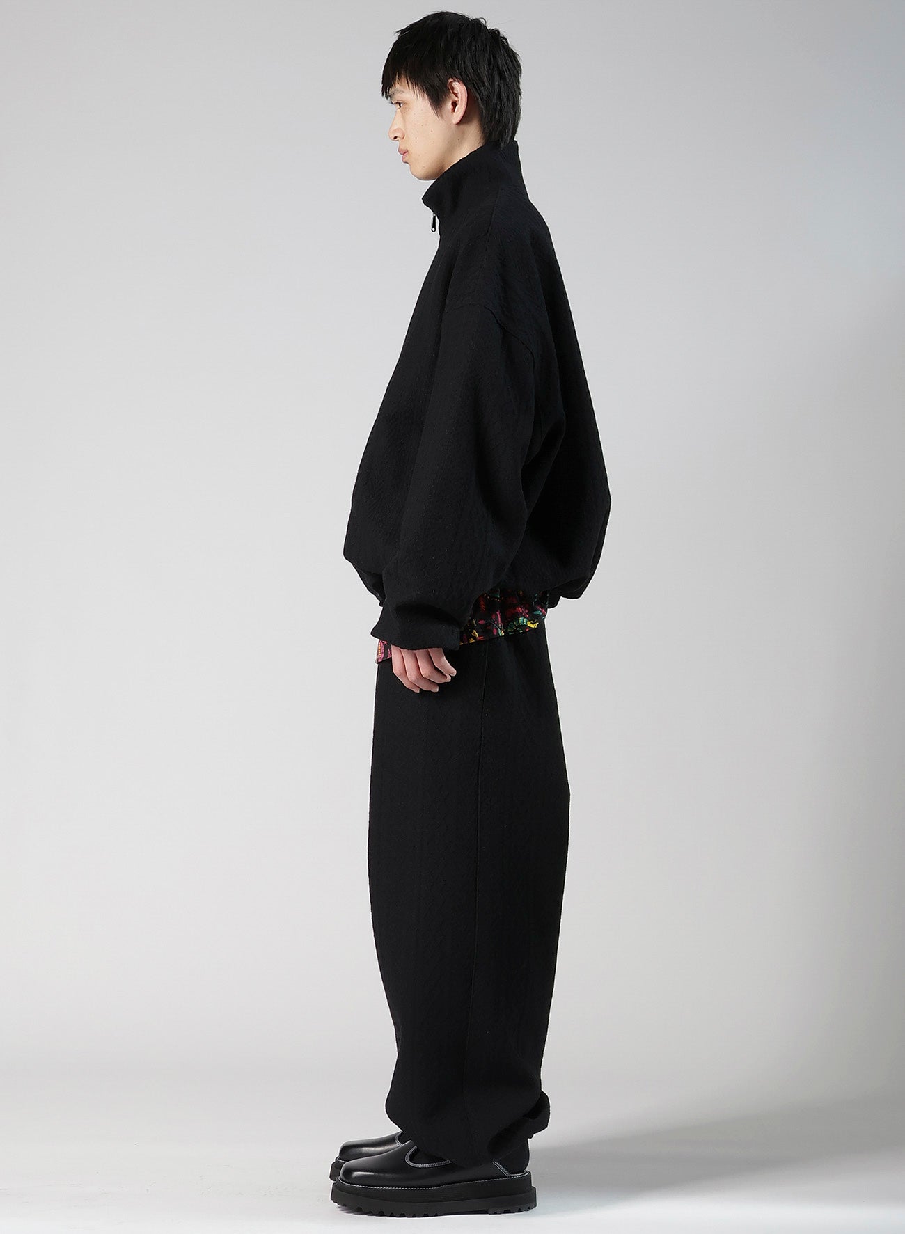 CABLE JQ KNIT STAND COLLAR BLOUSON