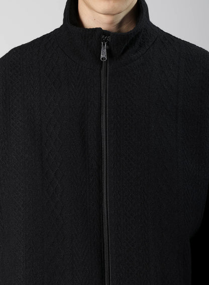 CABLE JQ KNIT STAND COLLAR BLOUSON