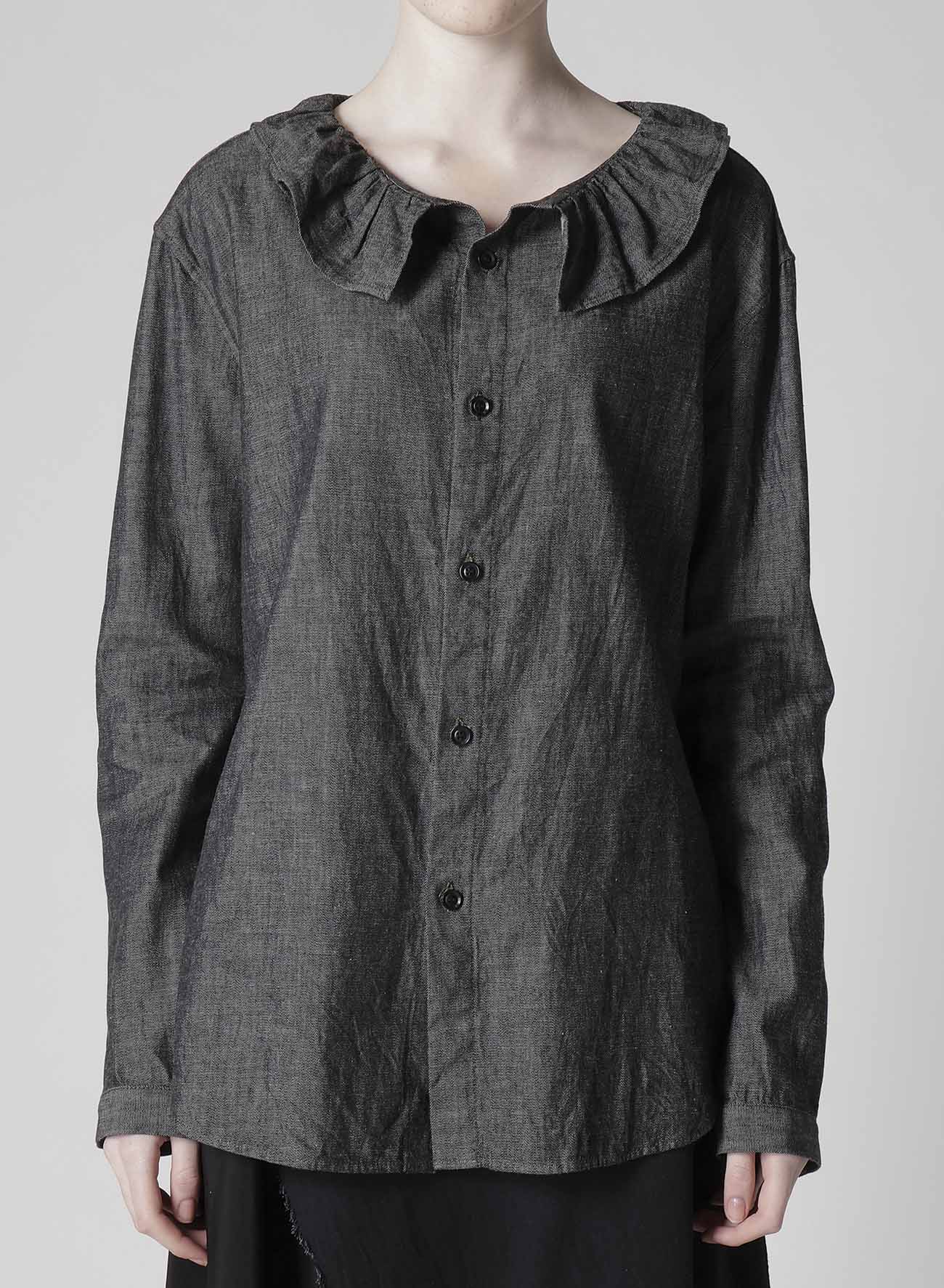 6OZ GATHER COLLAR DENIM SHIRT
