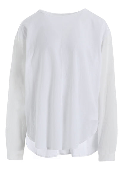 COTTON LAWN CUT&SEWN COMBINATION PULLOVER