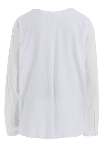 COTTON LAWN CUT&SEWN COMBINATION PULLOVER