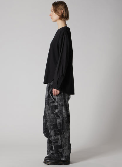 COTTON LAWN CUT&SEWN COMBINATION PULLOVER
