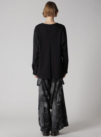 COTTON LAWN CUT&SEWN COMBINATION PULLOVER