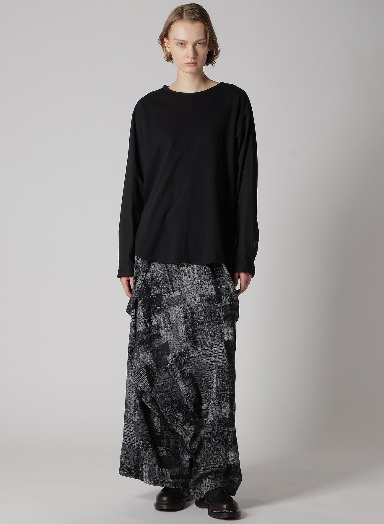 COTTON LAWN CUT&SEWN COMBINATION PULLOVER