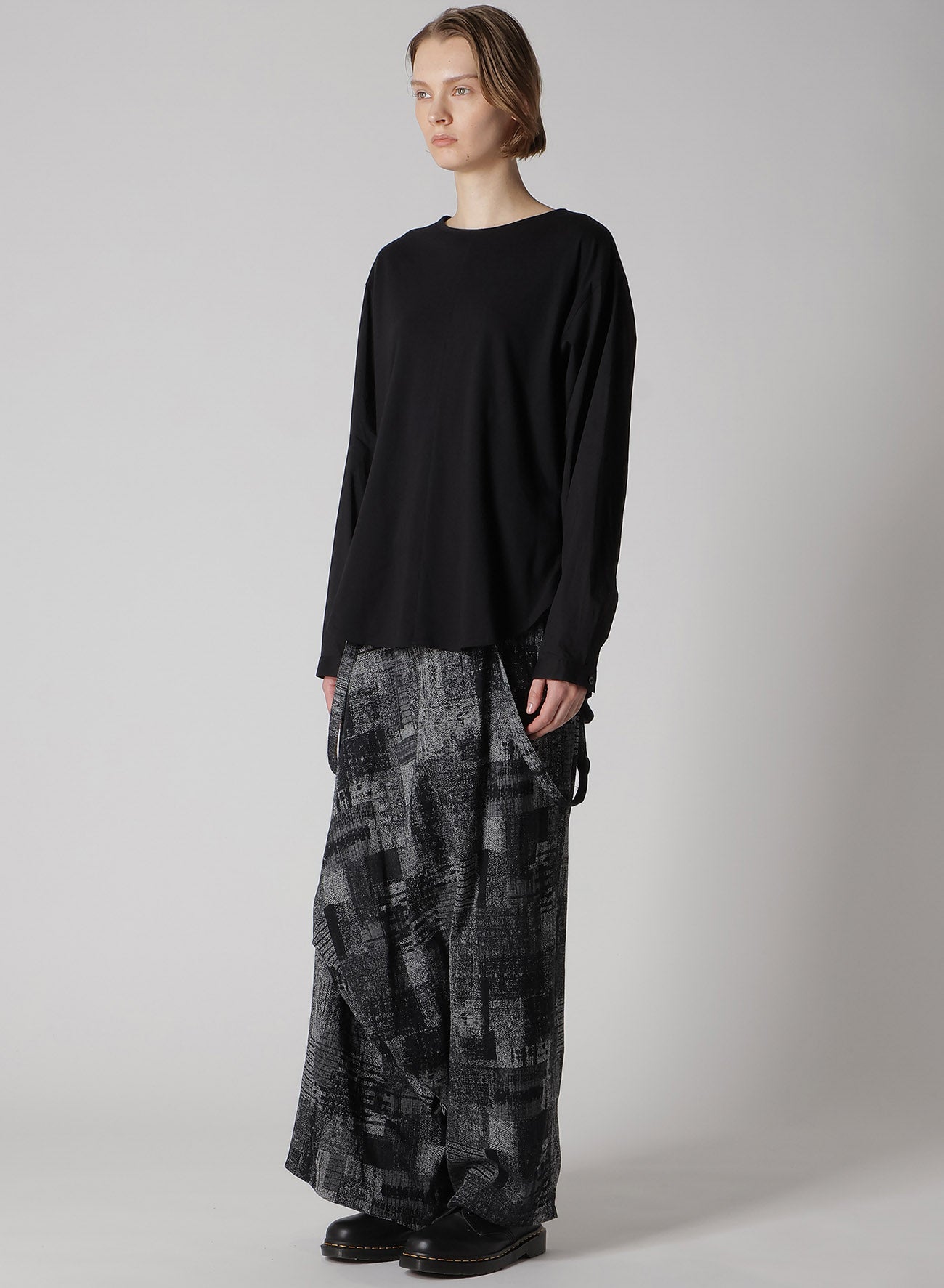 COTTON LAWN CUT&SEWN COMBINATION PULLOVER