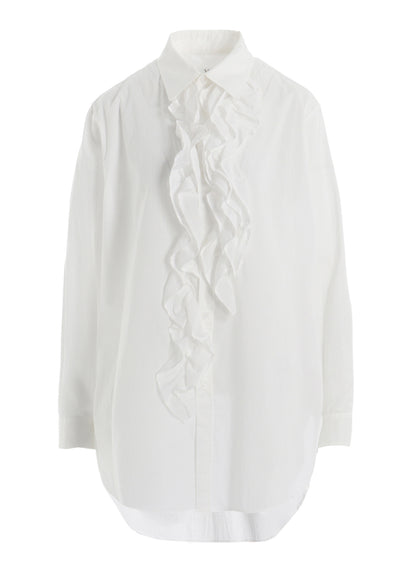 COTTON LAWN UNTRIMMED FRILL BLOUSE