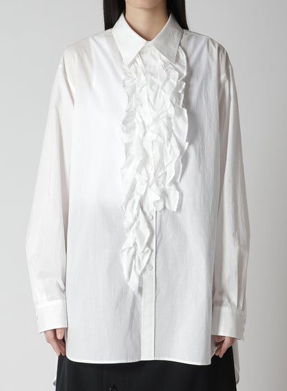 COTTON LAWN UNTRIMMED FRILL BLOUSE