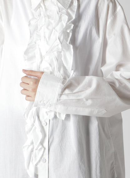 COTTON LAWN UNTRIMMED FRILL BLOUSE