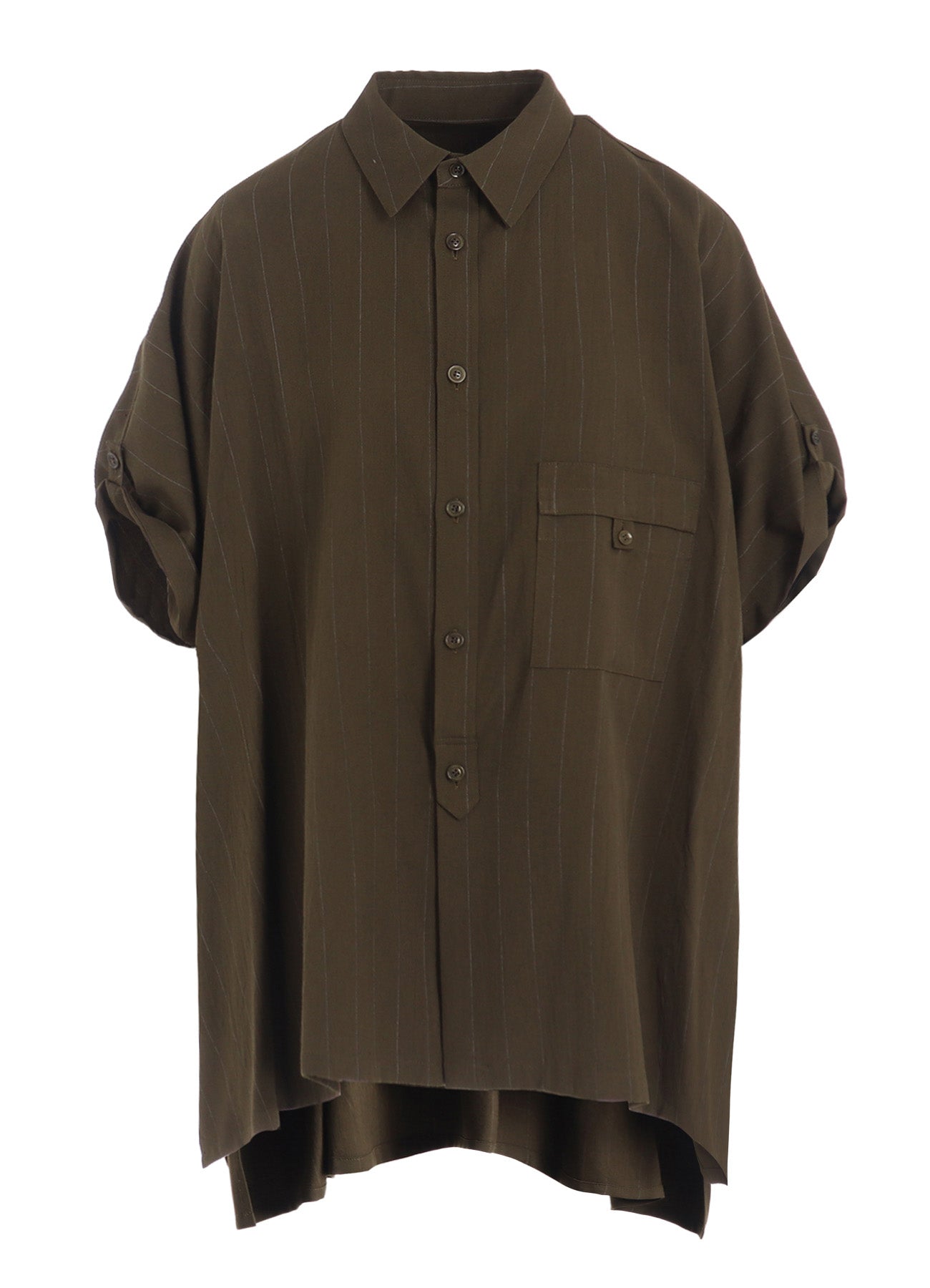 W/RY STRIPE ROLLED SLEEVE BLOUSE