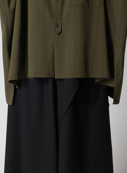 W/RY STRIPE ROLLED SLEEVE BLOUSE