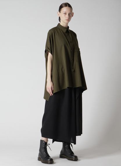 W/RY STRIPE ROLLED SLEEVE BLOUSE