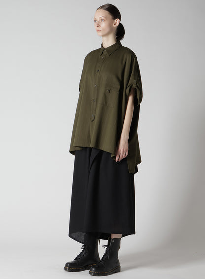 W/RY STRIPE ROLLED SLEEVE BLOUSE